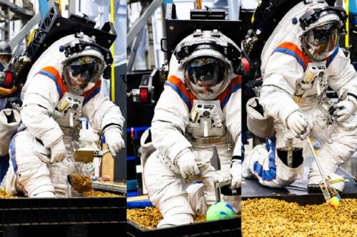آزمایش لباس فضایی مأموریت آرتمیس در مرکز فضایی جانسون ناسا